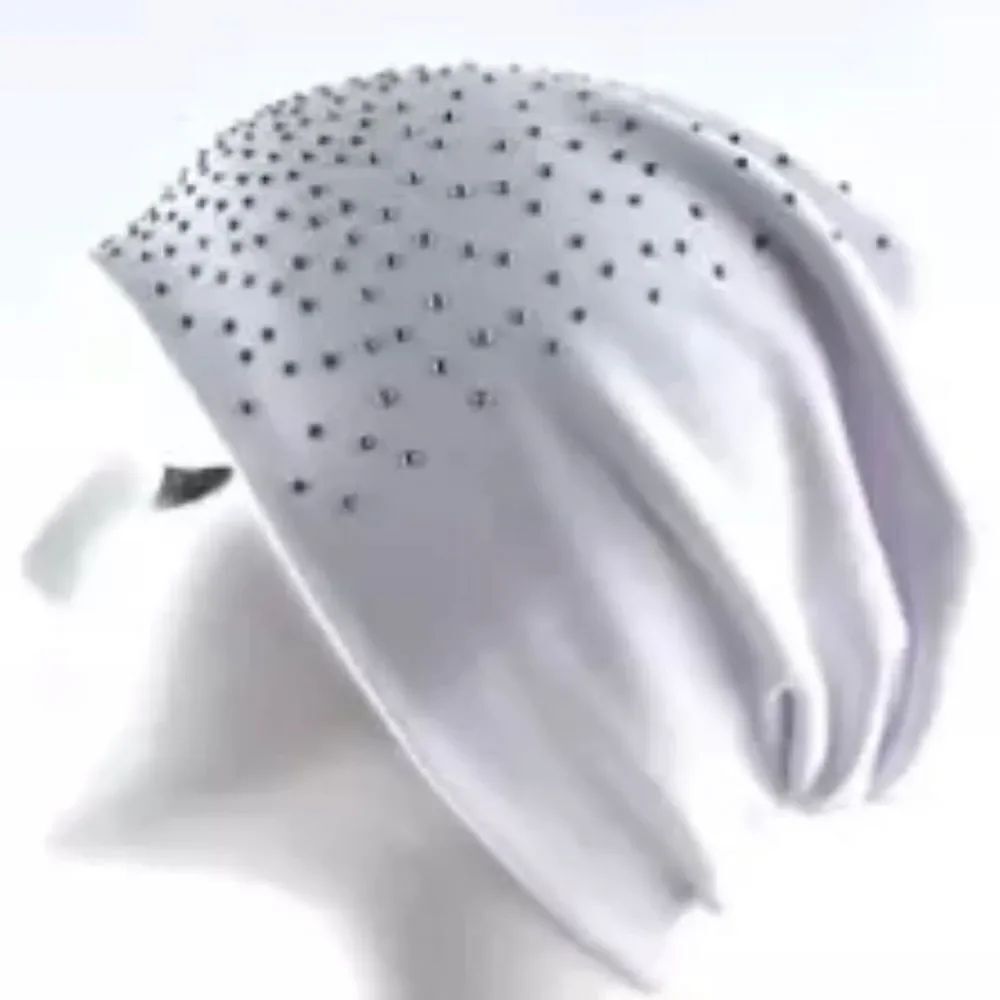 White Studded Spiked Rhinestones Lightweight Cotton Beanie Cap - NEW